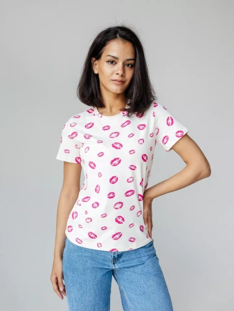 Футболка прямая с принтом хлопок больших размеров ФК561