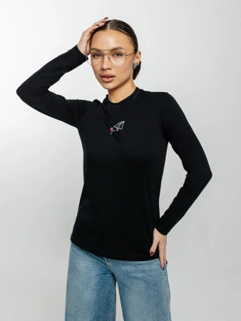 Лонгслив женский с принтом на груди нарядный ДК589