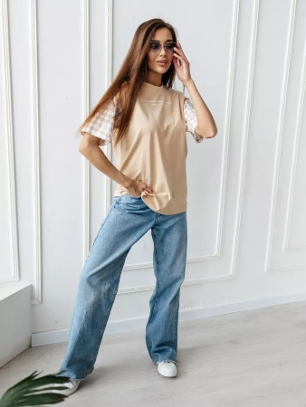 Футболка оверсайз с принтом длинная