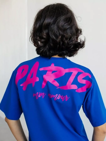 Футболка с принтом оверсайз летняя больших размеров PARIS