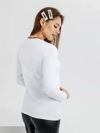 Лонгслив женский облегающий с принтом нарядный ДК589