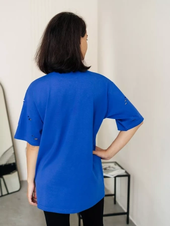 Футболка хлопок оверсайз большого размера с дырками рваная