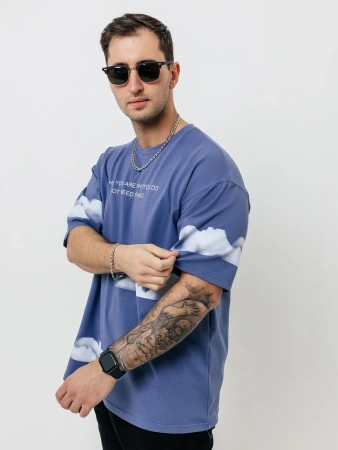 Футболка базовая оверсайз с принтом хлопок летняя