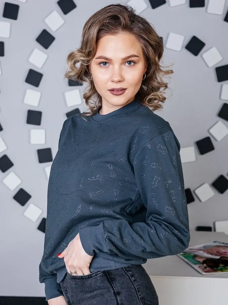 Кофта теплая одежда с принтом и блестками