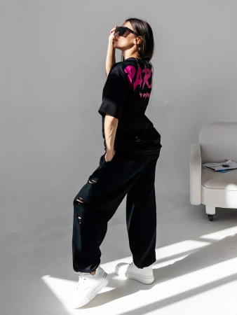 Футболка с принтом оверсайз летняя больших размеров PARIS