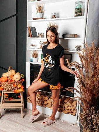 Пижама женская с шортами домашний костюм хлопок