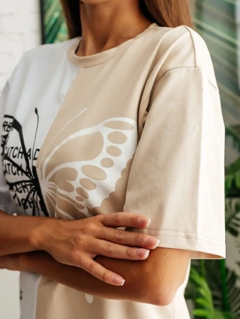 Футболка оверсайз с принтом новогодняя больших размеров