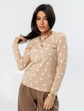 Лонгслив в горошек женский облегающий кофта с принтом дк571