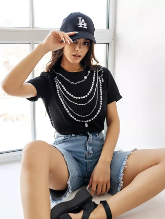 Футболка базовая хлопок с принтом больших размеров