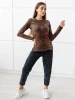 Лонгслив леопардовый женский облегающий с принтом дк571