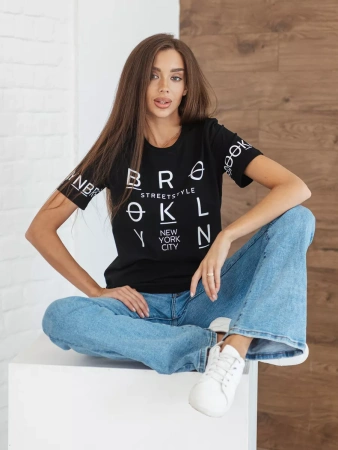 Футболка хлопок с принтом летняя больших размеров ФК562