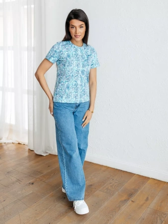 Футболка прямая с принтом хлопок больших размеров ФК561